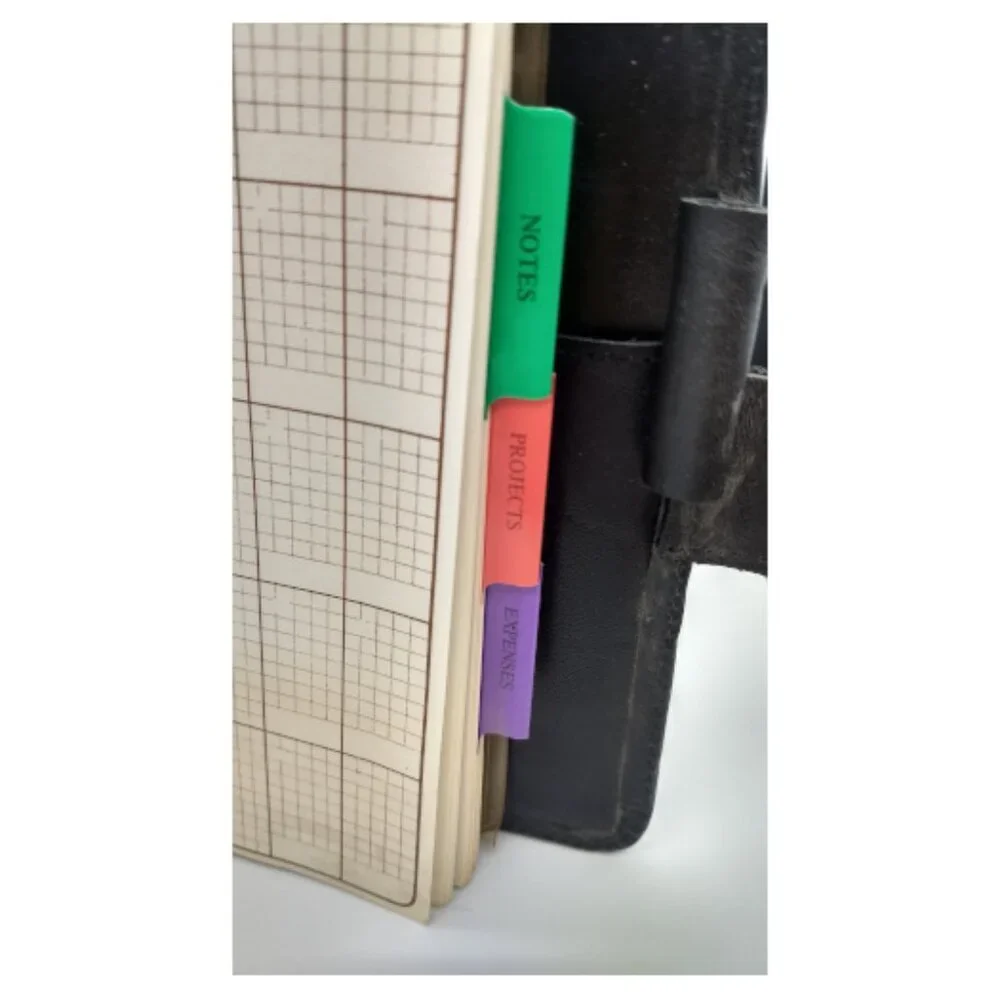 Vintage Black Leather Organizer with Contact DB-Calculator